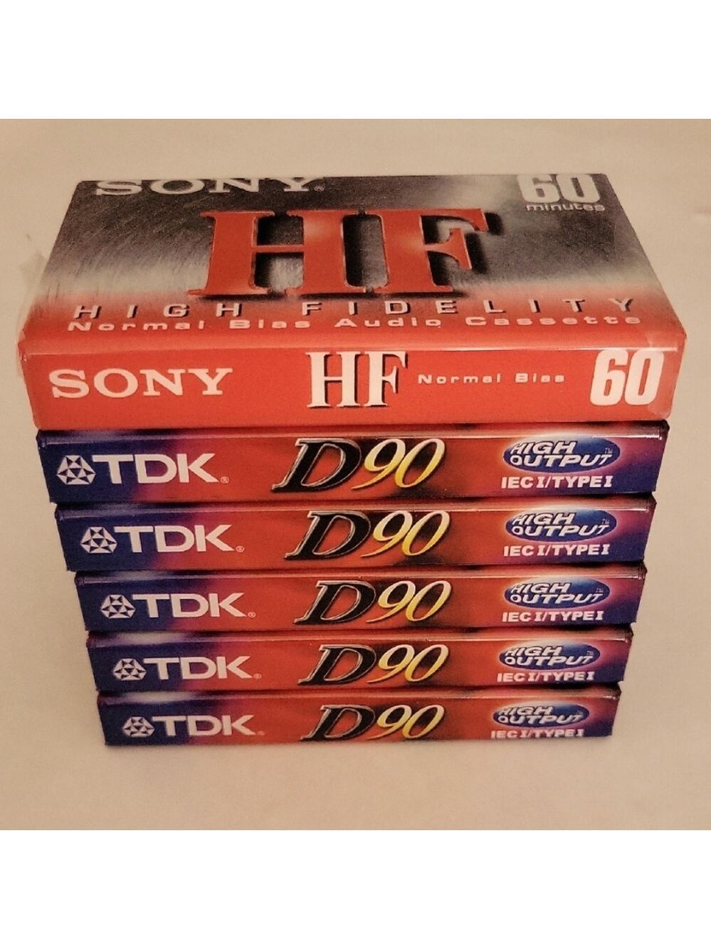 TDK D90 High Output Blank Cassette Tapes (5) & SONY HF C-60HFC Blank (1)